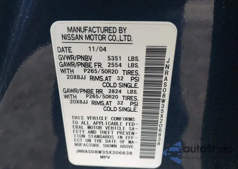 2005 Infiniti Fx35 z USA, uszkodzony, nr VIN JNRAS08W35X206838